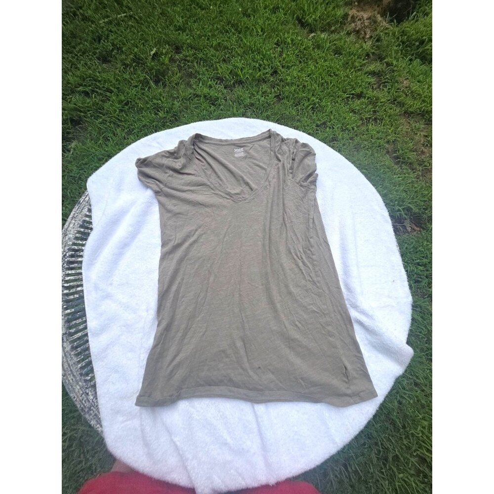 Victorias Secret Pink Womens Olive Green V-Neck Short Sleeve T-Shirt S